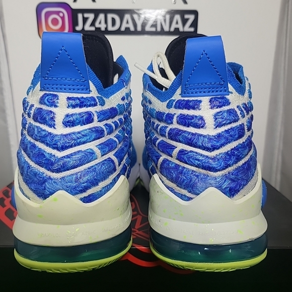 SIZE 7- Nike LeBron 17 GS 'Sprite' Blue-Ghost Green VNDS 2020  BQ5594-434  Fits - Picture 5 of 16